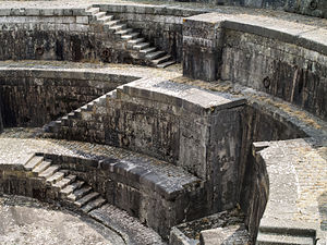Staircase in an old dry dock, Rochefort, Charente-Maritime, France