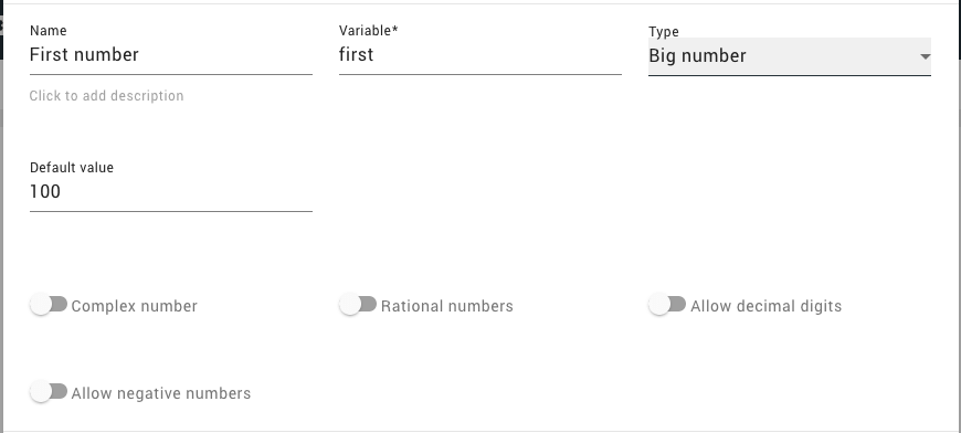 Big number parameter definition Big number parameter definition