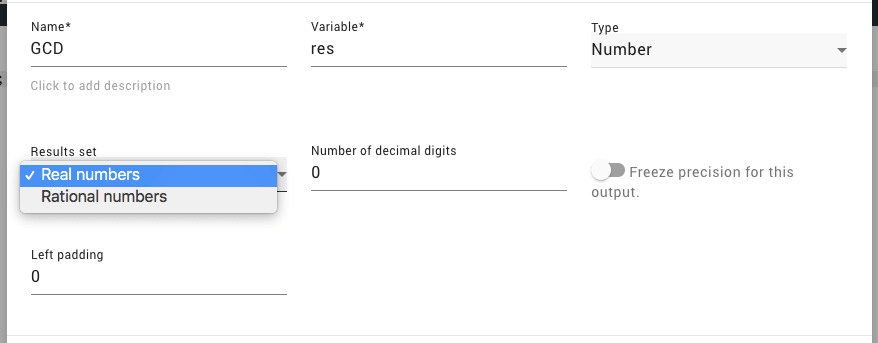 Numeric output field editor Numeric output field editor