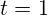 t = 1