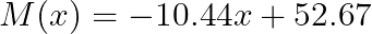  \Large M(x) = -10.44x + 52.67 