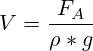 V=\frac{F_A}{\rho*g}