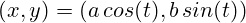(x,y)=(a  \, cos(t), b \, sin(t))