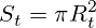 S_t=\pi R_t^2