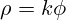 \rho = k \phi