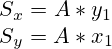 S_x = A*y_1 \\ S_y = A*x_1